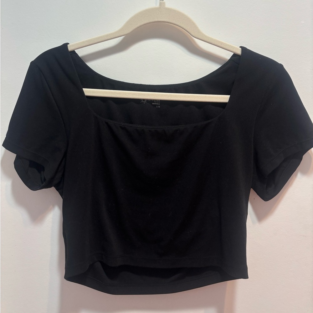 Aerie black crop top with built in bra